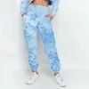 Kvinnors spårsättningar Kvinnor Crop Top Tie Dye Jogging Ensemble Femme Two Piece Set Summer Hoodie Lounge Wear Chandal Mujer Croped Dres Damski