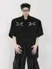 メンズパーカー2023夏の光豪華なファッションメタルデコレーション快適なxショートリーブシャツブティック服シンプルスタイル