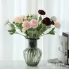 Dekorativa blommor 10st! Partihandel 3 huvuden Artificial Ranunculus Asiaticus Flower Fake Persian Buttercup Wedding Silk Dew Lotus