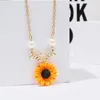 Pendentif colliers mode perle marguerite tournesol collier femmes tempérament tour de cou couleur or clavicule chaîne femme collier bijoux