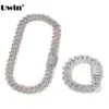 Zestawy biżuterii ślubnej UWIN 18 mm stop zink z Miami łańcuch Naszyjnik