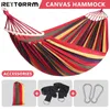 Hängematten Outdoor Canva Camping Hängematte 240 * 150 cm Verbesserte verdickte Hängematte mit zwei Anti-Roll-Schwebebalken-Hängesessel Gartenschaukeln 230804