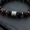 Strand 10MM Black Beads Beaded Bracelet Tiger Eye Stone Stainless Steel Accessories Hand Ornaments