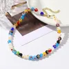 Choker Bohemian Elegant Pearl Necklace Handmade Wove Color Pärlor Millefiori Glavikelkedja för Women Girl Beach Jewelry