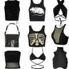 Women's Tanks Black Halter Neck Tube Top Vest Strapless Backless Street 2023 Summer Casual V-neck Short Y2k For Women Crop