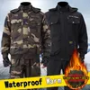 Chándales de hombre, ropa de camuflaje, reparación de automóviles de otoño, traje de trabajo de construcción, resistente al frío, impermeable, algodón grueso de felpa de invierno