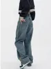 Jeans de mujer Moda Vintage Baggy Otoño Invierno Cintura alta Pantalones de mezclilla de pierna ancha Niñas Oversize Loose Lace Up Korean Jean