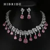 Conjuntos de joias para casamento HIBRIDE Top Quality Tear Drop Shape AAA Cubic Zirconia Nupcial White Gold Color Set N59 230804