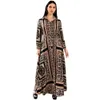 Middle Eastern Dress Womens Muslims Style Print Long Sleeved