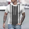 Men's Hoodies Men's Spring And Summer Fashion Casual Splicing Collision Color Printed Short Sleeved Hoodie