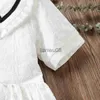 Robes de fille bébé enfants été robes blanches pour filles vêtements à manches courtes uniforme scolaire à volants costumes vêtements pour enfants 4 6 8 10 12 ans x0806