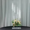só pode usar vela led) Suporte de pedestal floral de candelabro de cristal de 9 braços, suporte de vela quadrado de furacão