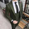 Men's Suits Lansboter Dark Green North Lapel Wedding Suit For Groom Costume Three Piece Jacket Double Breasted Waistcoat Pants Custom Blazer