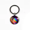 Keychains Fashion Charm Star Art Po Keychain Glass Dome Pendant Sun Series bil nyckelpojkvän gåva smycken souvenir kvinnor