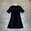 Basic & Casual Dresses Designer triangle color contrast line design dress, female vitality, girlish sense, casual sports style, A-line Little black dress VFA4 9L0U