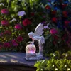 Dekorativa föremål Figurer Tale Flower Fairy Sculpture Figurer Harts Hantverk Prydnad Garden Crystal Ball Girl Statue Solar Light Accessories Room Decor 230804