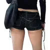 Jeans femme Amazon Street Sexy taille basse sangle latérale évider Pure Desire Spicy Girls pantalon mode personnalisé Denim Super Shorts