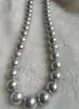 Chains Top Grading 10-11mm Natural South Sea Gray Pearl Necklace 18inch 14K Gold