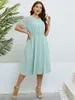 Plus Size Dresses Women Clothing Solid Casual Maxi For 2023 Summer Sexy Short Sleeve Loose Dress Beach Large