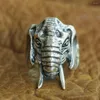 Cluster Rings LINSION 925 Sterling Silver High Details Elephant Ring Mens Biker Punk TA120 Taille US 7-15