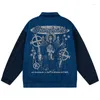 Giacche da uomo Streetwear Giacca hip-hop Harajuku Y2K Character Graphic Patchwork Color Suede Coat Vintage oversize