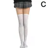 Femmes chaussettes Sexy noir blanc sur le genou Style coréen couleur unie fille cuisse haute bas dames chaud