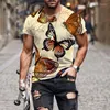T-shirt da uomo 2023 Summer Exquisite Butterfly Pattern Camicia per uomo Casual oversize manica corta Abbigliamento Streetwear Stampa 3D Top Tee