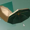 Umbrellas Automatic Eight-bone Tri-fold Business Folding Umbrella Men's Gold Rubber Dual-use Sunny UV Protection