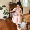 Abiti da ragazza New Summer Red Pink Floral Lace Dress Lolita Child Girls Midi Dress Abiti per bambini per adolescenti Party Princess Sundress x0806