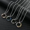 Pendant Necklaces Fashion Geometry 3-Color Circle Necklace Stainless Steel Blue Black Rose Gold Couple Men's Party Jewelry Gifts
