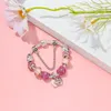 Strand Mom Jewelry Sweet Glass Diy Beaded Original Bracelet Girls Pink Heart Accesorios Regalo de moda