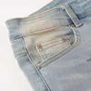 Roupas de grife Jeans Amires Calça jeans Amies High Street Blue Jeans 6523 Barba de gato quebrada Hot Diamond Graffiti Jeans Slim Fit Small169