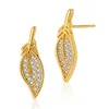 diamond earrings Simple geometric leaf design with zircon inlay, exquisite small earrings, creative natural leaf earrings, plated with 18K real gold