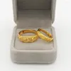 Cluster Rings Classic Pure Copy Real 18k Yellow Gold 999 24K Пара для мужчин и женщин Регулируемая украшение для обручального кольца. Никогда не исчезает