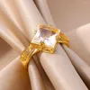 Hochzeit Ringe Prinzessin Cut Weiß Zirkon Geometrische Quadrat Für Frauen Antike Gold Silber Farbe Weibliche Bands Geburtstag Schmuck Geschenke