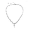 Pendentif Colliers. Mode Croix Pendentifs Goutte Jésus Collier Imitation Perle Clavicule Chaîne Bijoux Pour Hommes Femmes En Gros