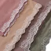 Scarves Lady's Style Pearl Chiffon With Needle Lace Headscarves High Quality Solid Scarf Headband Hijabs Soft Muslim Pashmina Jersey