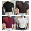 Men's T Shirts Fashion Leisure T-Shirts Mens Slim Fit Summer Sweater T-Shirt Tee Tops Turtleneck Undershirt Workout Breathable