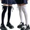 Women Socks Womens For Extra Long Opaque Thigh High Stockings Japanese Preppy Style Sweet Frilly Ruffled Ribbon Bowknot