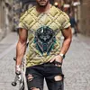 Herr t-skjortor metall mekanisk stil serie 3d tryckning smal rund nacke pullover män casual streetwear t-shirt kortärmade lösa toppar