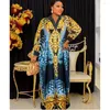 Vêtements ethniques robes africaines pour femmes 2023 mode mousseline de soie musulmane Abayas col en v à manches longues lâche Femme Robe dubaï nigéria Kanga