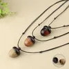 Pendant Necklaces 1PC Vintage Screwable Ebony Acorn Wooden Box Long Necklace Pine Cone Design Drop Jewelry