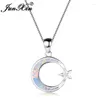 Pendant Necklaces Female Moon Star For Women Silver Color Mystic Birthstone Blue White Fire Opal Necklace Wedding Jewelry