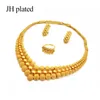 Wedding Jewelry Sets Nigeria Dubai Gold color jewelry sets African bridal wedding gifts party for women Bracelet Necklace earrings ring set collares 230804