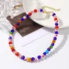 Choker Bohemian Elegant Pearl Necklace Handmade Wove Color Pärlor Millefiori Glavikelkedja för Women Girl Beach Jewelry