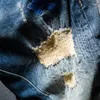 Jeans Masculino Masculino Streetwear Hip-hop Rasgado Bordado Ajuste Justo Joelheira Destroyed Man Casual Joggers Calça Denim Beggar