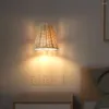 Wall Lamp Rustic Style Light Lights Bedroom Modern Night Rattan Sconce Fixtures Home Living Chandelier Mounted Weave Farmhouse