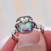 Fedi nuziali 2023 Arrivo Romantic Love Heart Shiny Colorful CZ Zircon Star Retro Thai Silver Ladies Anello di fidanzamento per le donne No Dissolvenza