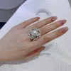 Kluster ringer meibapj 11-12mm stort naturligt sötvatten pärla blomma ring diy 925 silver tom hållare fin bröllop smycken för kvinnor