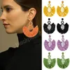 Boho fait à la main raphia boucles d'oreilles Style bohême exagéré gland perle cerceau balancent boucle d'oreille pour les femmes mode bijoux cadeaux